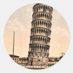 Adesivo A torre inclinada, clássico Photochrom de Pisa,