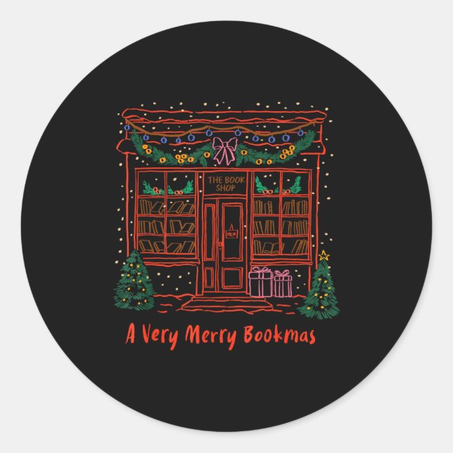 Adesivo A Very Merry Bookmas Cozy Christmas Bookstore Holi (Frente)