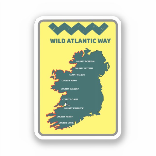Adesivo A viagem costeira da Irlanda na Via do Atlântico S (Frente)
