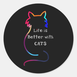 Adesivo A Vida De Gato É Melhor Com Gatos Coloridos