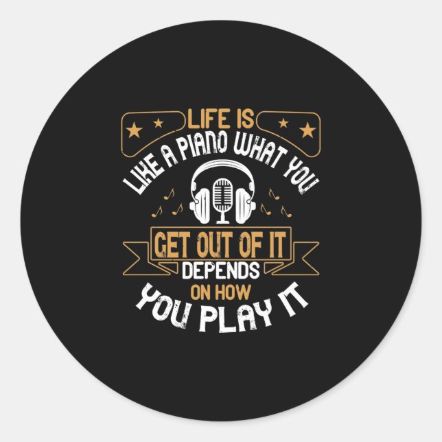Adesivo A Vida É Como Um Piano (Frente)
