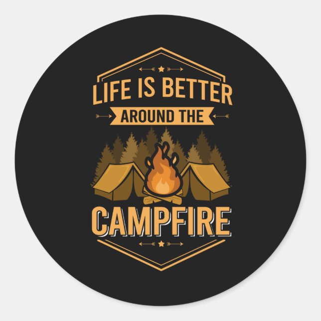 Adesivo A vida é melhor ao redor - Campfire Outdoor (Frente)