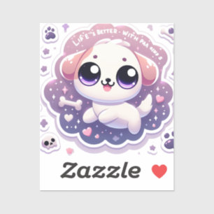 Adesivo A vida é melhor com a Paw Kawaii Puppy Vinyl Stick