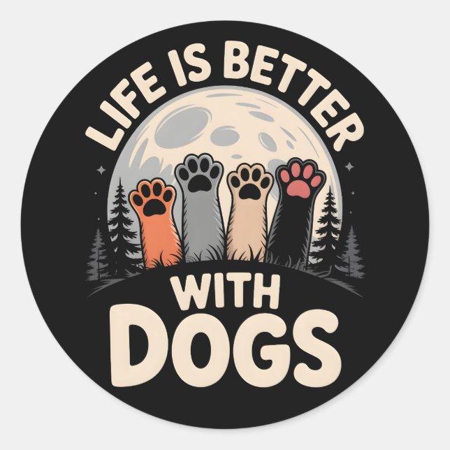 Adesivo A Vida é Melhor Com Cães (Frente)