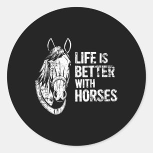 Adesivo A Vida É Melhor Com Cavalos Engraçados Para Cavalo