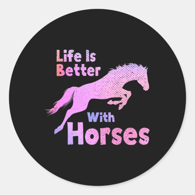 Adesivo A Vida É Melhor Com Cavalos Que Dormem Engraçados (Frente)