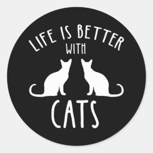 Adesivo A Vida É Melhor Com Gatos