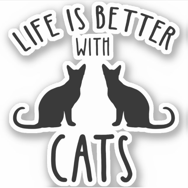 Adesivo A Vida É Melhor Com Gatos (Frente)