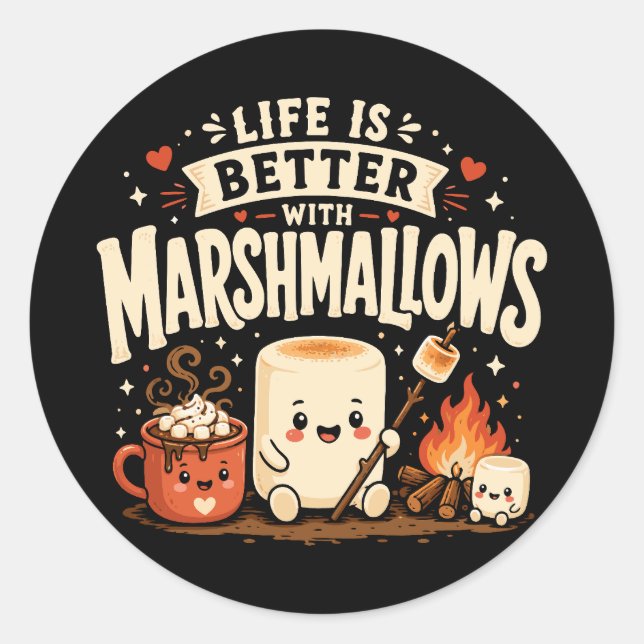 Adesivo A vida é melhor com marshmallows (Frente)