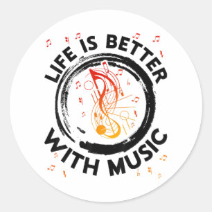 Adesivo A Vida É Melhor Com Notas De Música Musical Lov