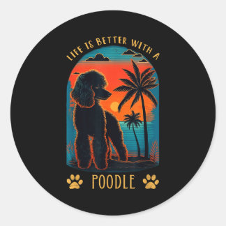 Adesivo A vida é melhor com um cachorro retrô da praia do 