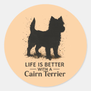Adesivo A Vida é Melhor Com um Cairn Terrier – citação de