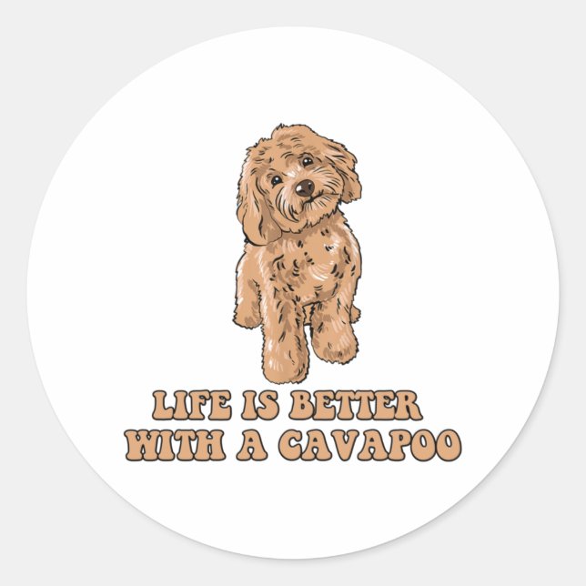 Adesivo A Vida É Melhor Com Uma Cavapoo - Cachorro Engraça (Frente)