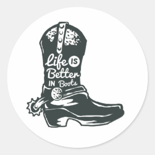 Adesivo A vida é melhor em botas, cowboy boots