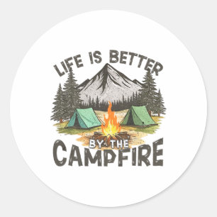Adesivo A Vida é Melhor Junto à Fogueira de Acampamento na