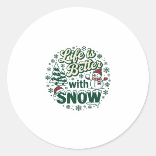 Adesivo A Vida É Melhor Neve Natal Boneco De Neve Árvores 