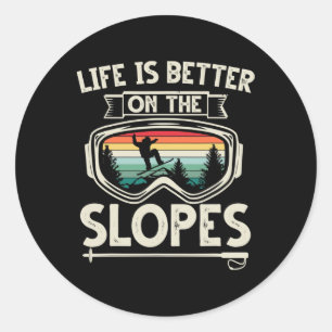 Adesivo A Vida É Melhor No Slopes Ski Retro Snowboard