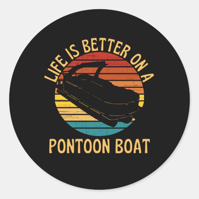 Adesivo A Vida É Melhor Num Barco De Pontoon (Frente)