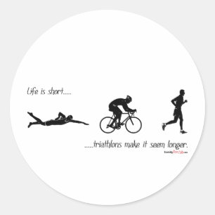 Adesivo A vida é… triathlons curtos fá-lo parecer mais