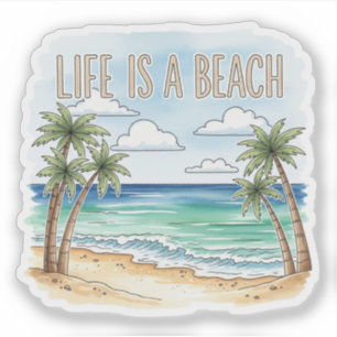 Adesivo "A vida é uma praia" Oceano Tropical de Palma