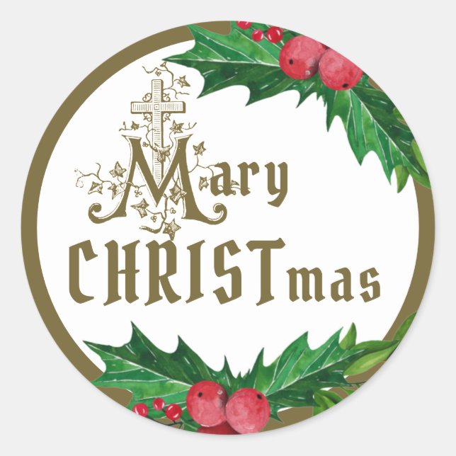 Adesivo A Virgem Católica Religiosa da Mary Cross (Frente)