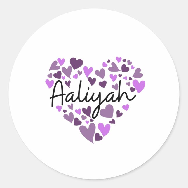 Adesivo Aaliyah, corações roxos (Frente)