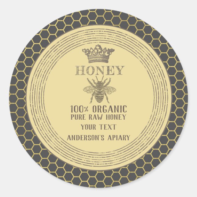 Adesivo Aapiário da abelha de mel de vintage (Frente)