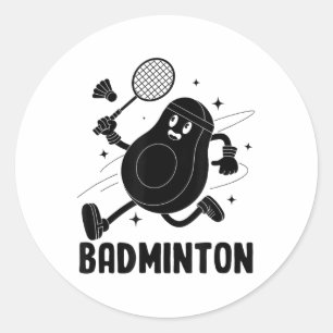 Adesivo Abacate Jogando Badminton Comida Vegetariana Saudá