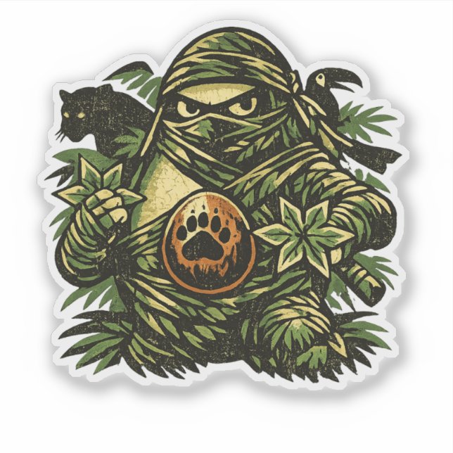 Adesivo Abacate Ninja — Sombra da Selva  (Frente)