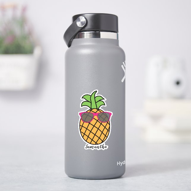 Adesivo Abacaxi De Verão, De Cor Cura, Com Óculos De Sol R (HidroFlask)