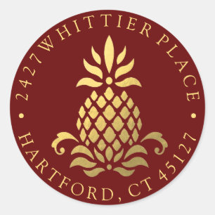 Adesivo Abacaxi Dourado Endereço Com Iniciais