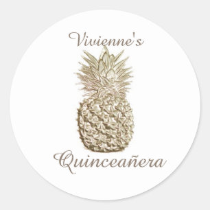 Adesivo Abacaxi Dourado Quinceanera