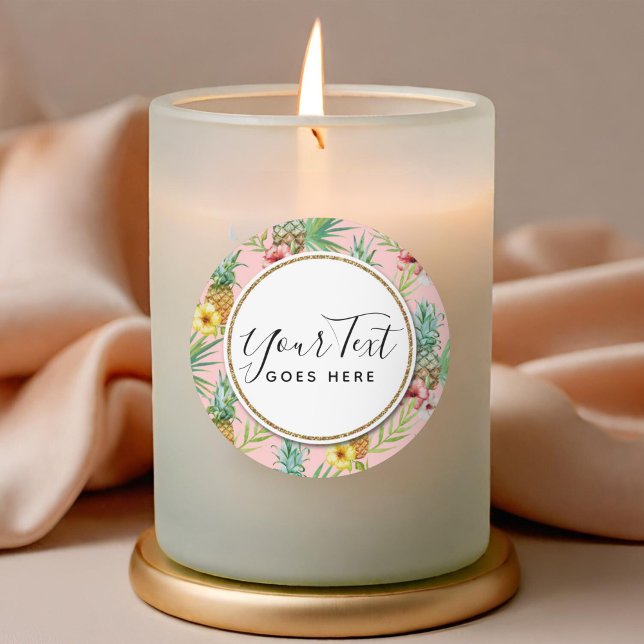 Adesivo Abacaxi e Flores de Hibisco Aquarela Tropical (Criador carregado)