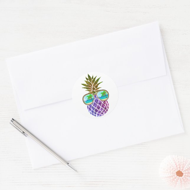 Adesivo Abacaxi rosa roxo tropical (Envelope)