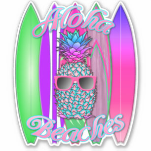 Adesivo Abacaxi surfando Aloha do divertimento tropical