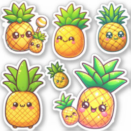 Adesivo abacaxis kawaii adorável