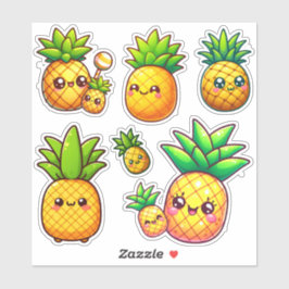 Adesivo abacaxis kawaii adorável