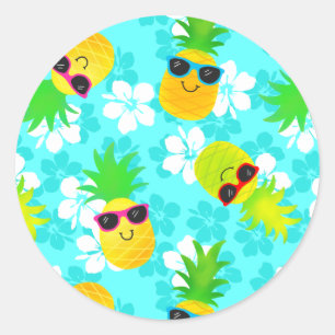 Adesivo Abacaxis tropicais do verão engraçado