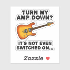 Adesivo Abaixe Meu Amp, Guitarista Elétrico Engraçado