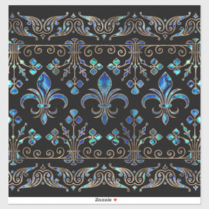 Adesivo Abalone Shell e ouro Fleur-de-lis ornamento