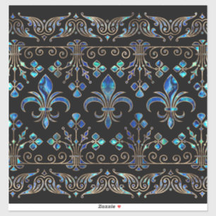 Adesivo Abalone Shell e ouro ornamento Fleur-de-lis