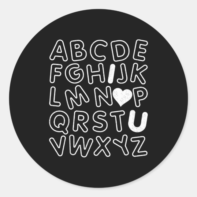 Adesivo Abc I Love You Alphabet Teachers Day Valentines Da (Frente)