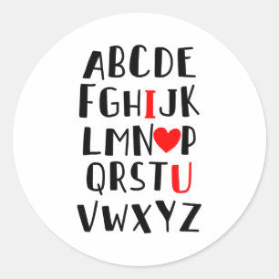 Adesivo Abcd Eu Amo Você Alfabeto Homens Mulheres Fofo Div