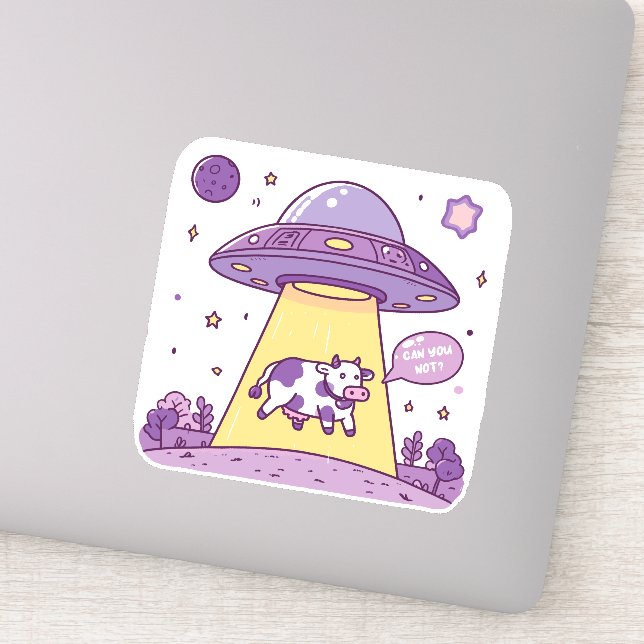 Adesivo Abdução de vaca gen Z alienígena (Detalhe)
