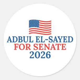 Adesivo Abdul El-Sayed para Senado Michigan Eleição 2026