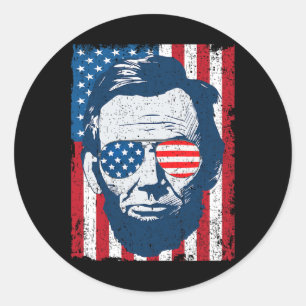 Adesivo Abe Lincoln Barba Óculos De Sol E Bandeira America