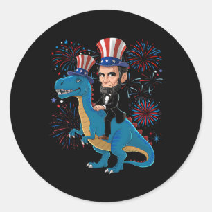 Adesivo Abe Lincoln Dirigindo Um Dinossauro Engraçado 4 De
