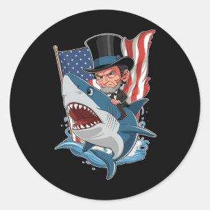 Adesivo Abe Lincoln Riding Shark Incrível Quarto De Julho