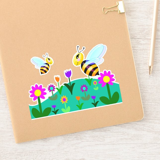 Adesivo Abehas felizes em um campo de flores (Notebook)