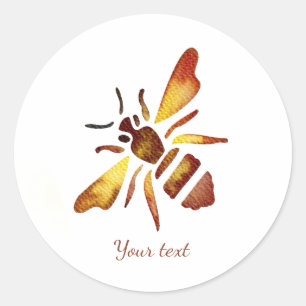 Adesivo Abeille rústica personalizada marrom ferrugem amar
